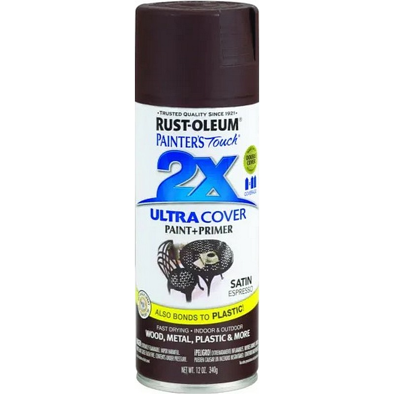 Rust Oleum 2X Ultra Cover Spray Paint & Primer Satin Espresso 12 oz
