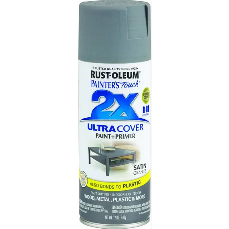 Rust Oleum 2X Ultra Cover Spray Paint & Primer Satin Granite 12 oz