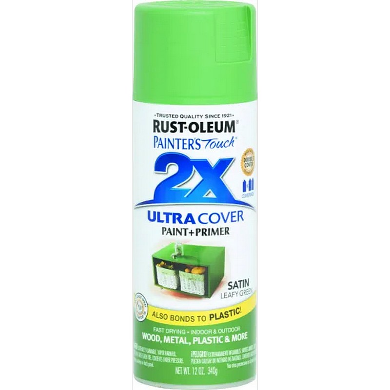 Rust Oleum 2X Ultra Cover Spray Paint & Primer Satin Leafy Green 12 oz