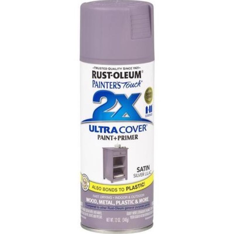Rust Oleum 2X Ultra Cover Spray Paint & Primer Satin Silver Lilac 12 oz