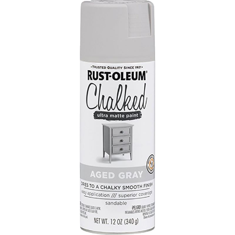 Rust Oleum Chalk Spray Paint Ultra Matte Aged Gray 12 oz