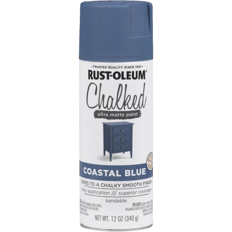 Rust Oleum Chalk Spray Paint Ultra Matte Coastal Blue 12 oz