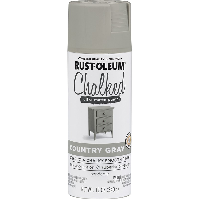 Rust Oleum Chalk Spray Paint Ultra Matte Country Gray 12 oz