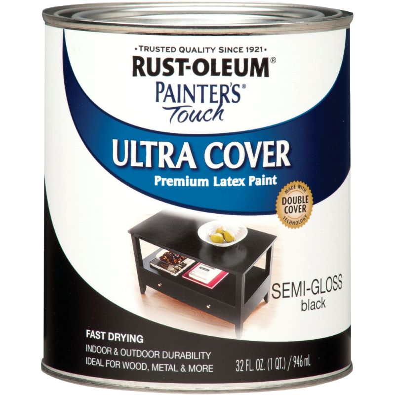 Rust Oleum Ultra Cover Premium Latex Paint Semi Gloss Black 32 oz