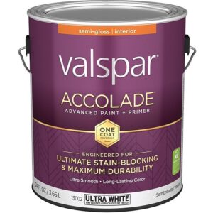 Valspar Accolade Paint & Primer Stain Blocking Interior Semi Gloss Ultra White 1 gal