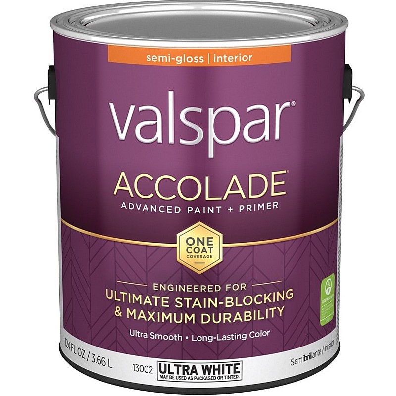 Valspar Accolade Paint & Primer Stain Blocking Interior Semi Gloss Ultra White 1 gal
