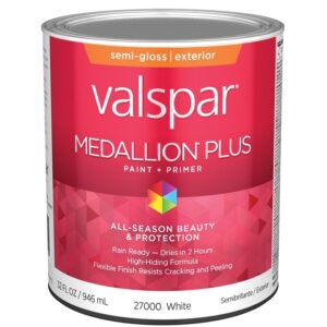 Valspar Medallion Plus Exterior Paint White Base Semi Gloss 1 qt