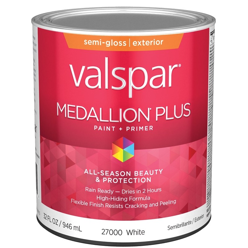 Valspar Medallion Plus Exterior Paint White Base Semi Gloss 1 qt