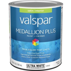 Valspar Medallion Plus Paint & Primer Interior Satin Ultra White 1 qt