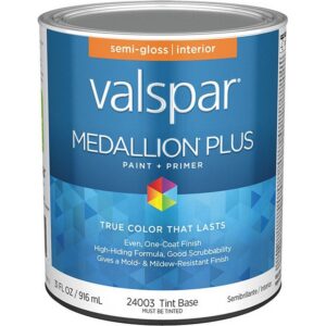 Valspar Medallion Plus Paint & Primer Interior Semi Gloss Tint Base 1 qt