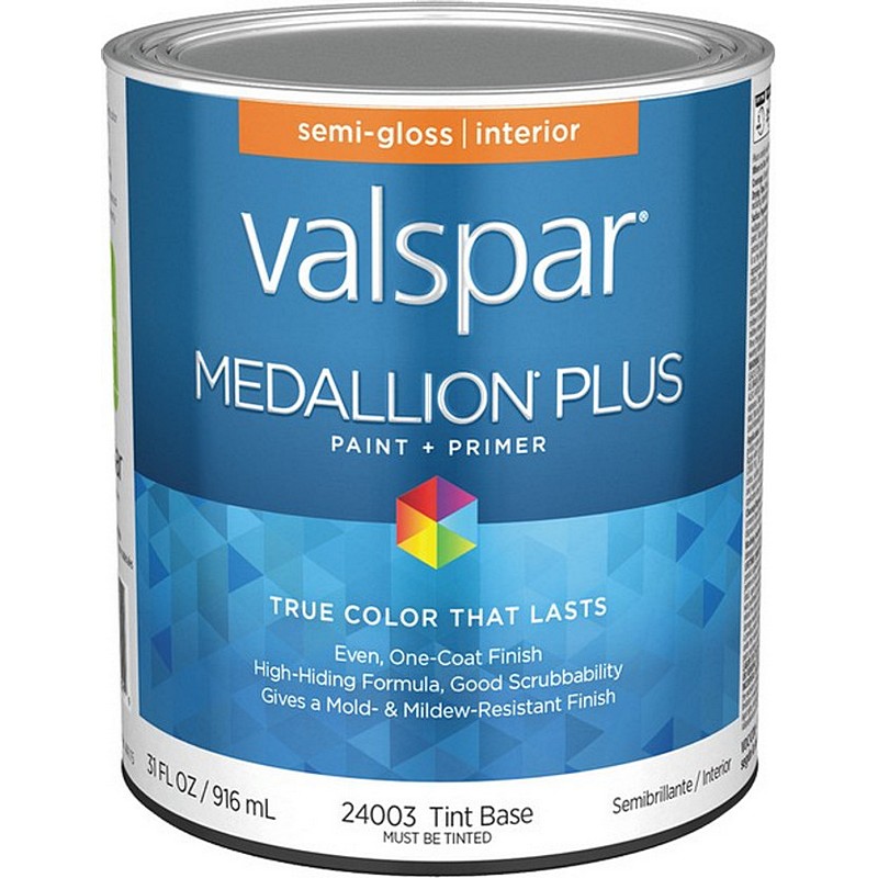 Valspar Medallion Plus Paint & Primer Interior Semi Gloss Tint Base 1 qt