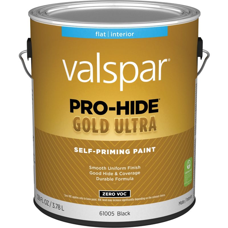 Valspar Pro Hide Gold Ultra Self Priming Paint Zero VOC Flat Black 1 gal