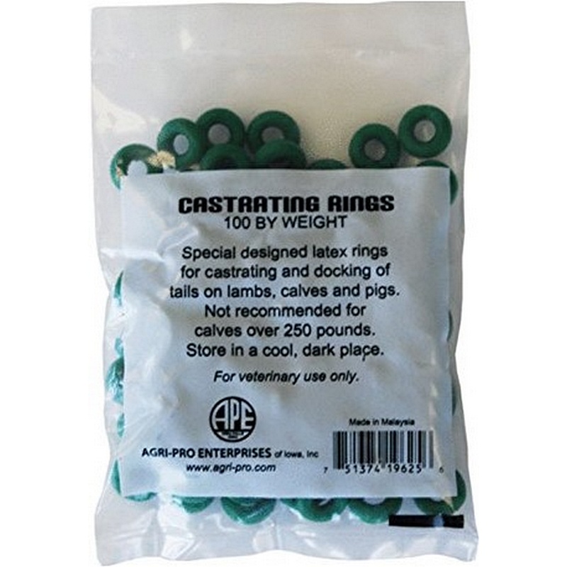 Agri-Pro Green Castrating Bands 100 ct