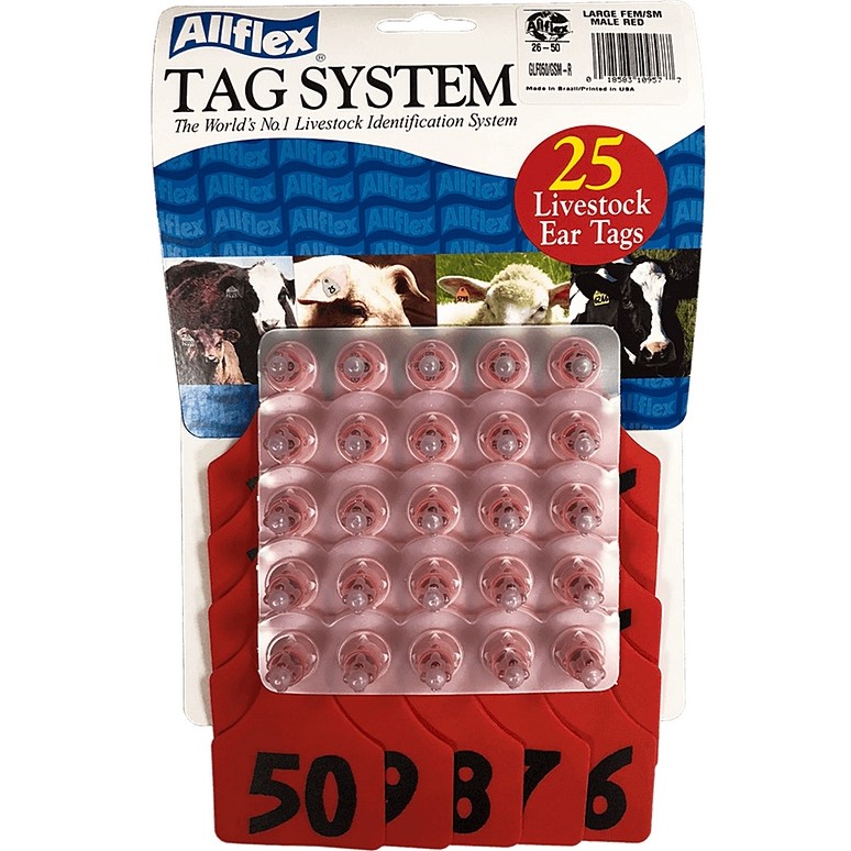 Allflex Large Red Livestock Ear Tags 26-50