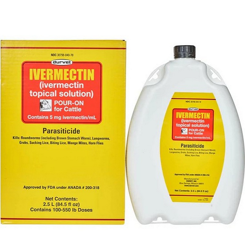 Durvet Ivermectin Pour-On Cattle Dewormer 2.5 L