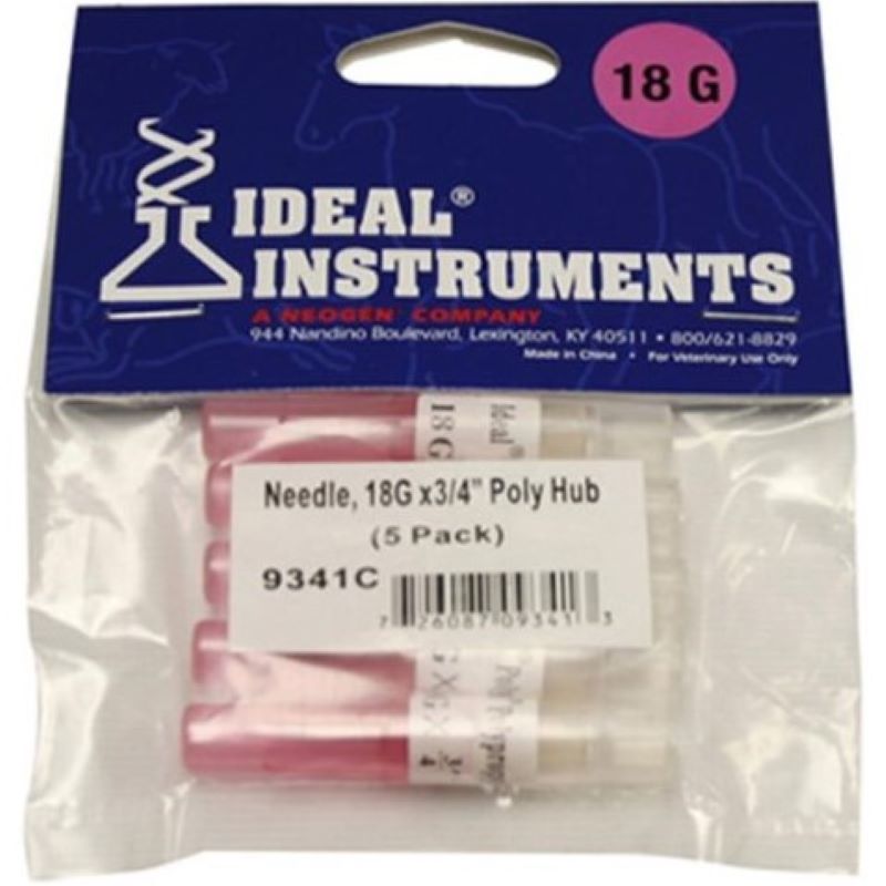 Ideal Disposable Poly Hub Needles 18ga 0.75 5 ct