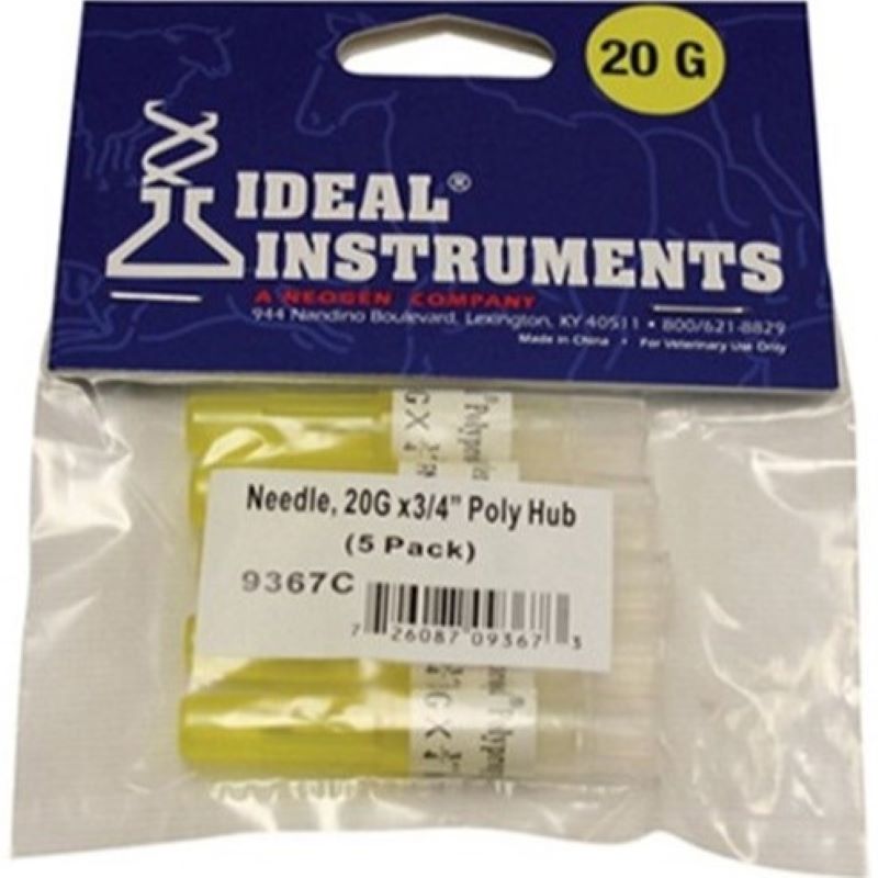 Ideal Disposable Poly Hub Needles 20ga 0.75" 5 ct