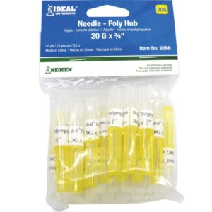 Ideal Disposable Poly Hub Needles 20ga 3/4" 25 ct