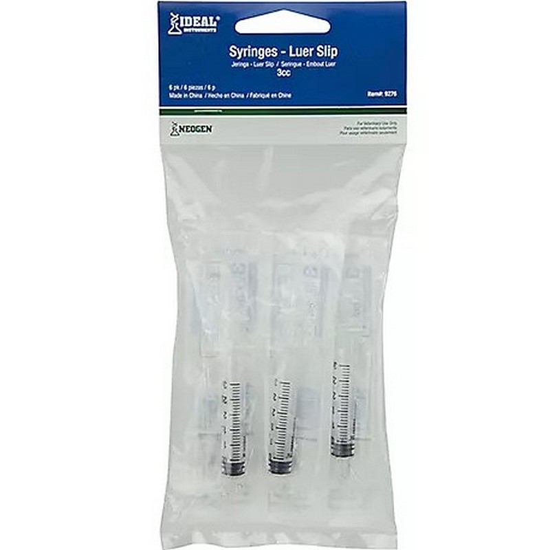Ideal Disposable Soft Slip Luer Syringes 3cc 6 ct