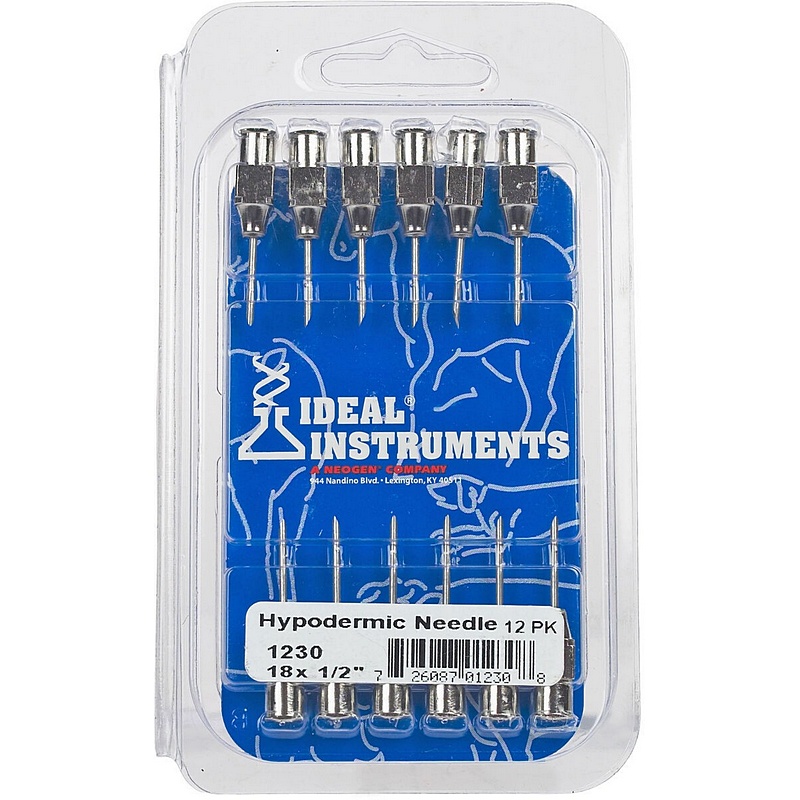 Ideal Stainless Steel Needles 18ga 0.5" 12 ct
