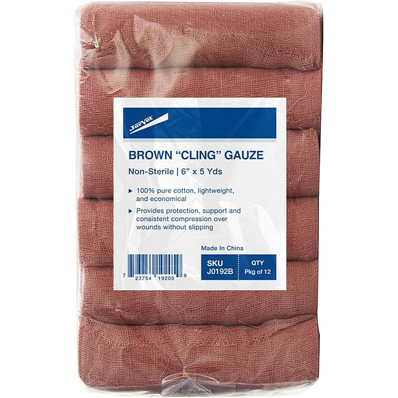 Jorvet Brown Cling Gauze 6"x5yd