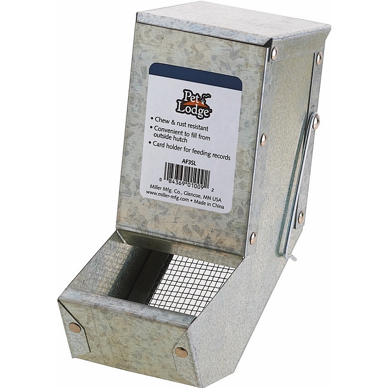 Pet Lodge Galvanized Small Animal Feeder with Lid & Sifter 3”