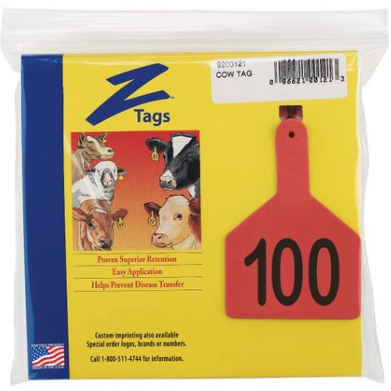 Z-Tag No Snag Red Calf Tags 76-100