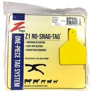 Z1 No Snag Blank Calf Tag Yellow 25 ct