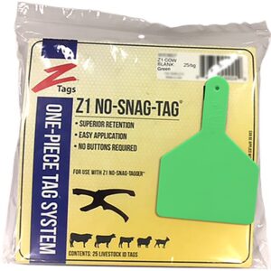 Z1 No Snag Cow Tag Blank Green Ear Tags 25 ct