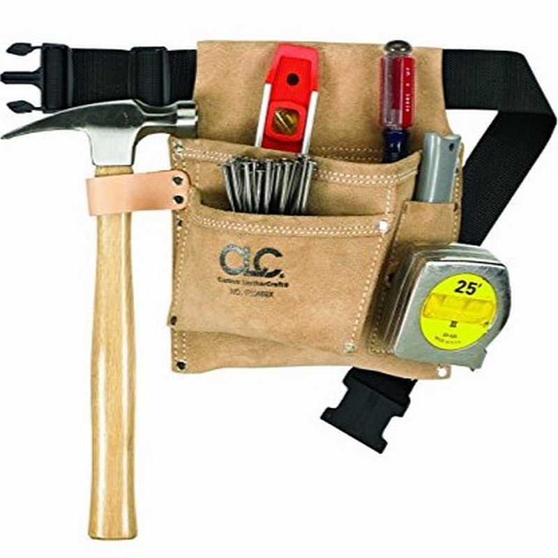 CLC Suede Leather 3 Pocket Tool & Nail Bag