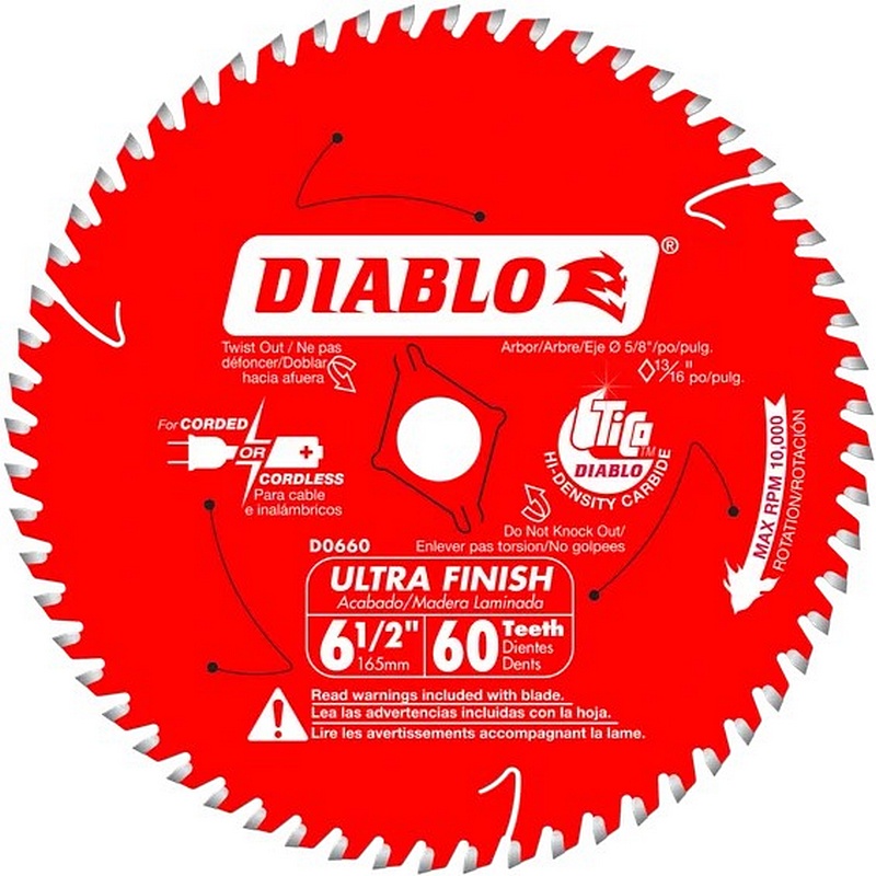 Diablo Ultra Finish Saw Blade 60T 6-1/2"