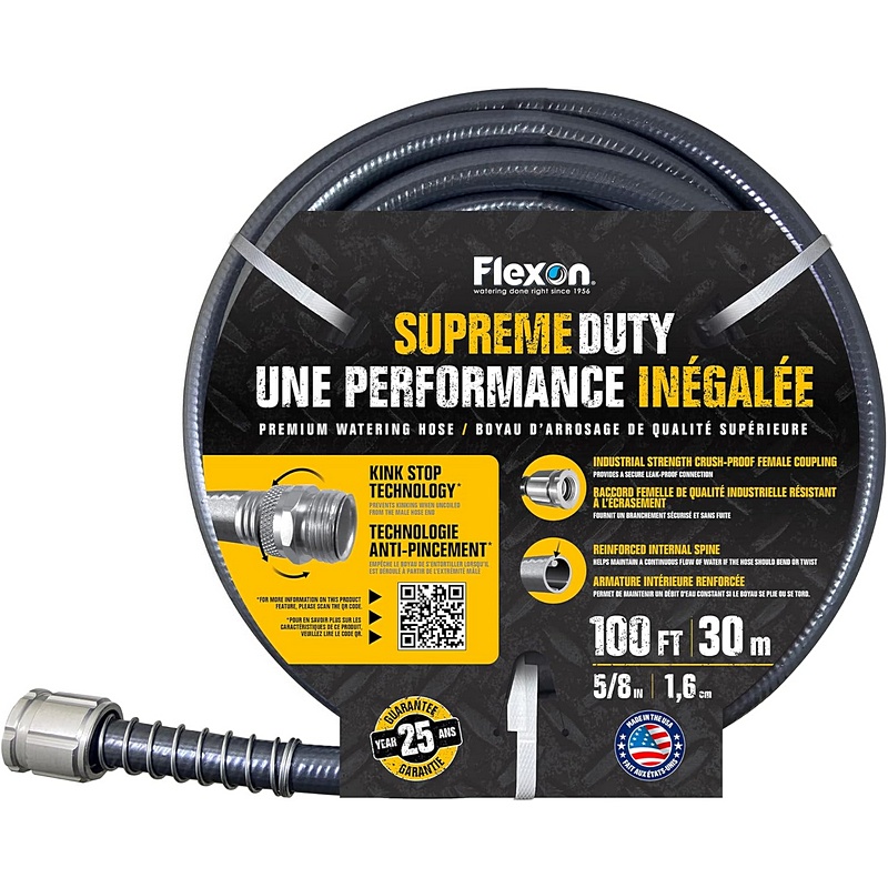 Flexon Supreme Duty Black Garden Hose 5/8"x100'