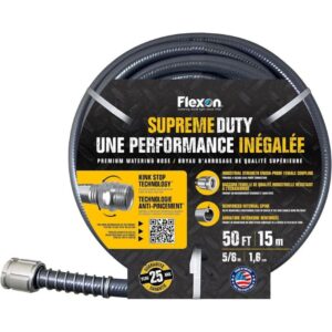 Flexon Supreme Duty Black Garden Hose 5/8"x50'