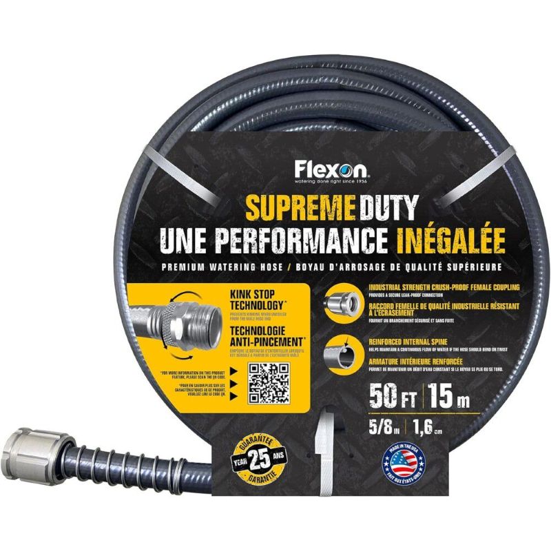 Flexon Supreme Duty Black Garden Hose 5/8"x50'