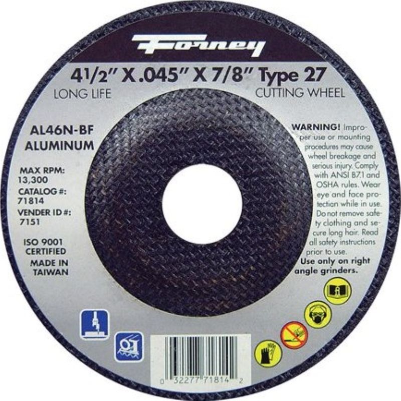 Forney Aluminum Oxide Cut-Off Wheel 4-1/2"x0.45"x7/8"