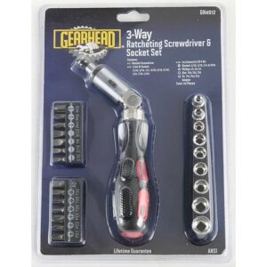 Gearhead 3-Way Ratcheting Screwdriver & Socket Set