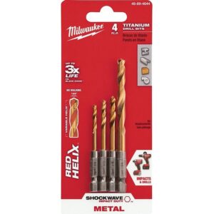 Milwaukee SHOCKWAVE Red Helix Hex Shank Drill Bit Set 4 ct