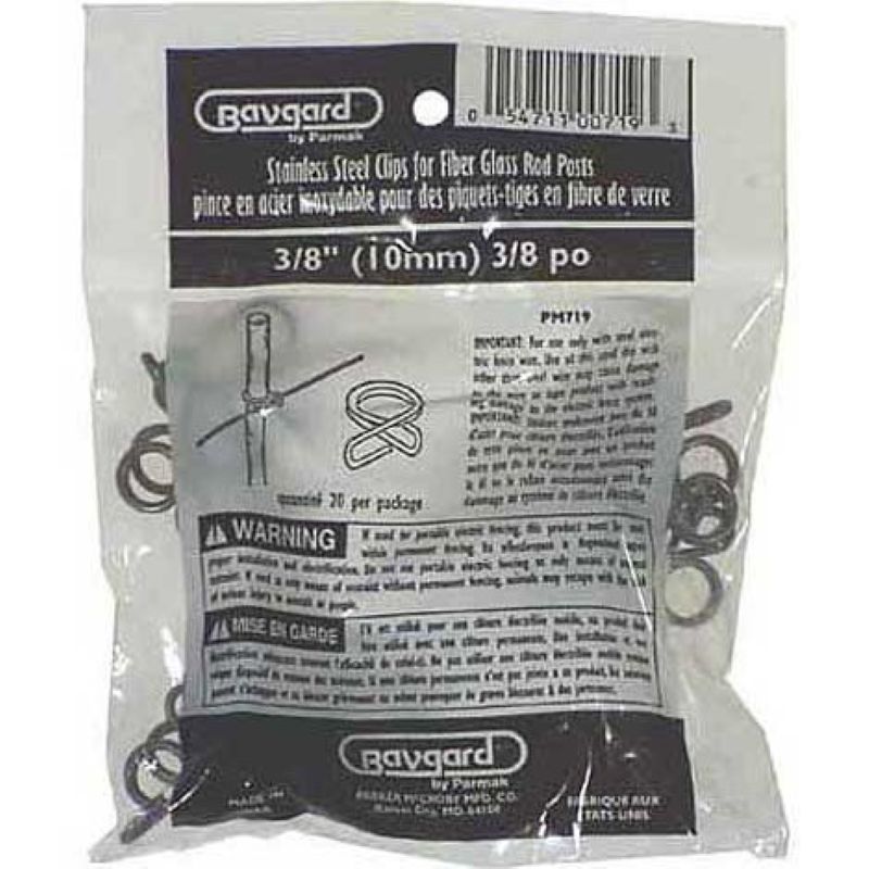 Parmak Stainless Steel Rod Post Clip 3/8” 20 ct