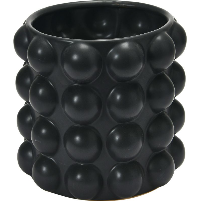 Stoneware Black Raised Dots Planter 9”