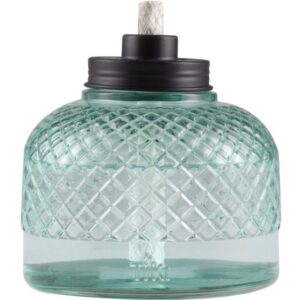 Tiki Large Tabletop Blue Glass Oil Lamp 5.8”