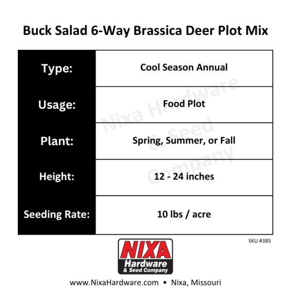 Buck Salad 6-Way Brassica Seed Planting Guide