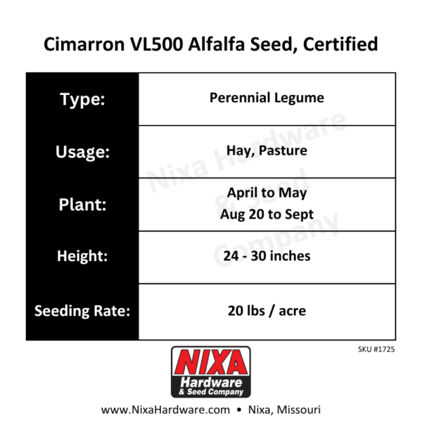 Cimarron VL500 Alfalfa Seed Planting Guide