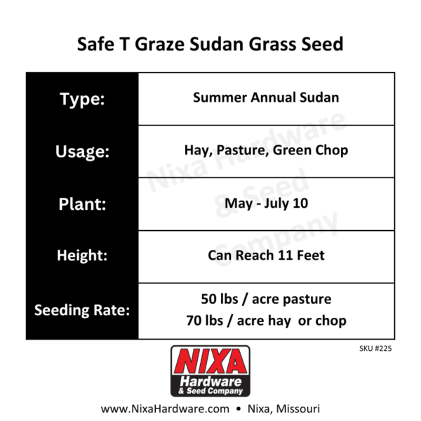 Safe T Graze Sudan Grass Seed Planting Guide