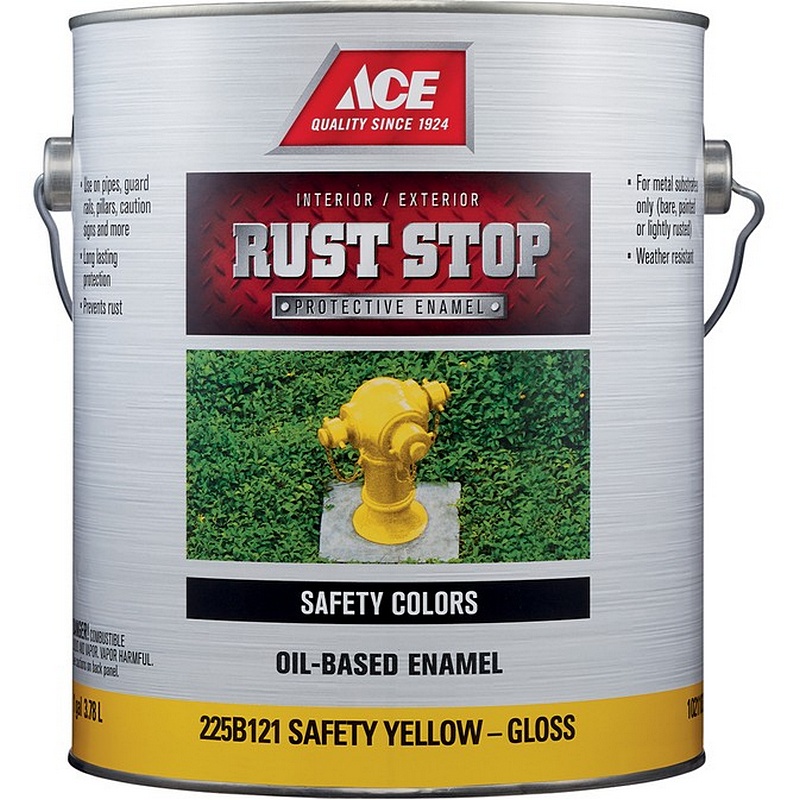 Ace Rust Stop Indoor-Outdoor Oil-Based Enamel Safety Yellow Gloss Paint 1 gal