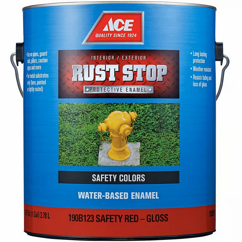 Ace Rust Stop Indoor-Outdoor Water-Based Enamel Safety Red Gloss Paint 1 gal