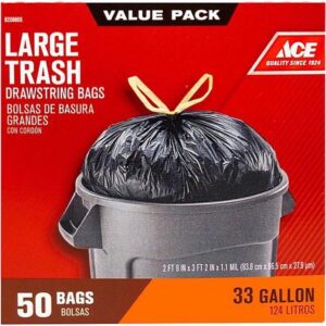 Ace Trash Bags Drawstring 33 gal 50 Ct