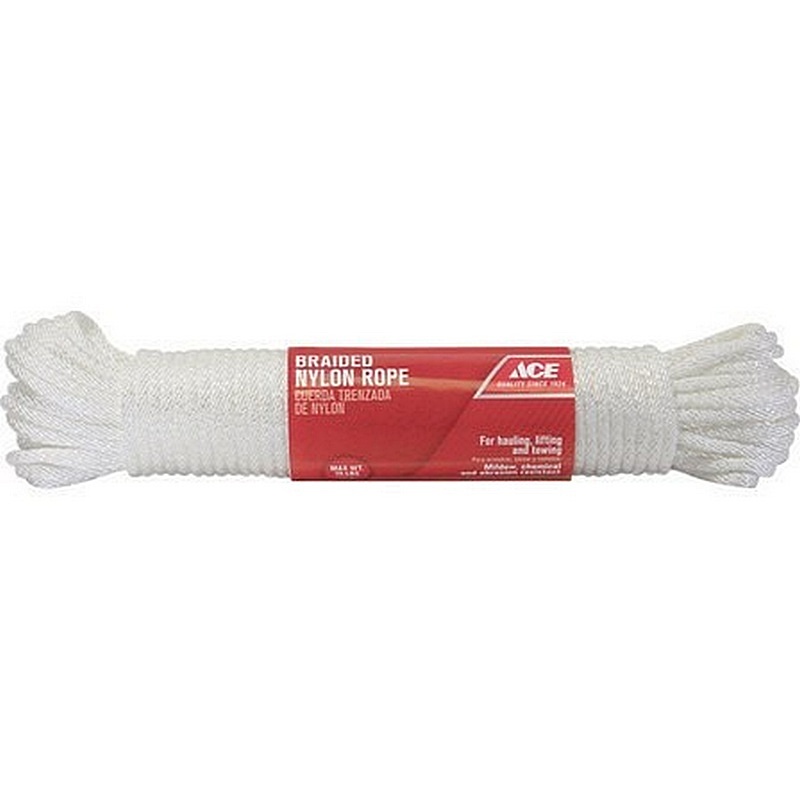 Ace White Solid Braided Nylon Rope 1-4x100