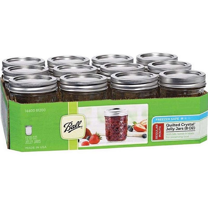 Ball Quilted Crystal Regular Mouth Jelly Jar 12 Ct 8 oz