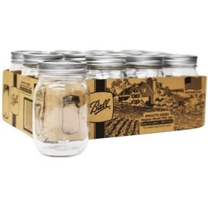 Ball Regular Mouth Smooth-Sided Canning Jars 1pt 12pk