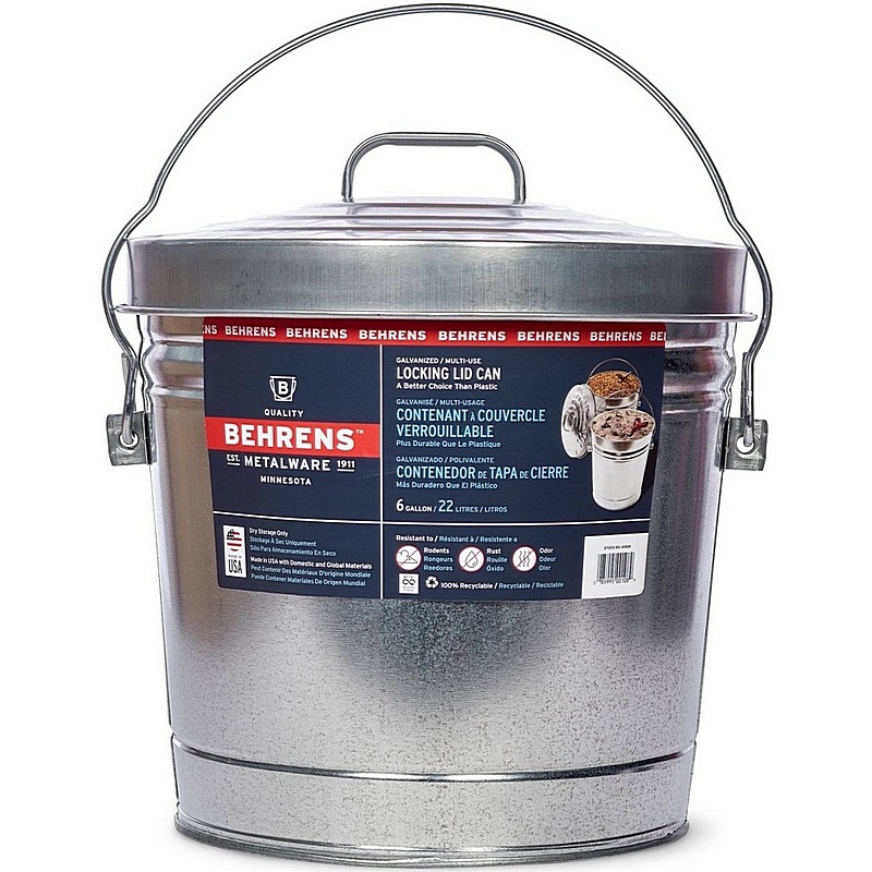 Behrens Galvanized Steel Locking Lid Trash Can 6 gal